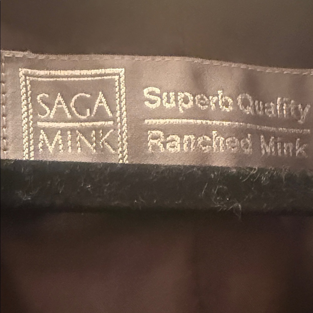 Saga Furs Black Mink Coat with Cream Label